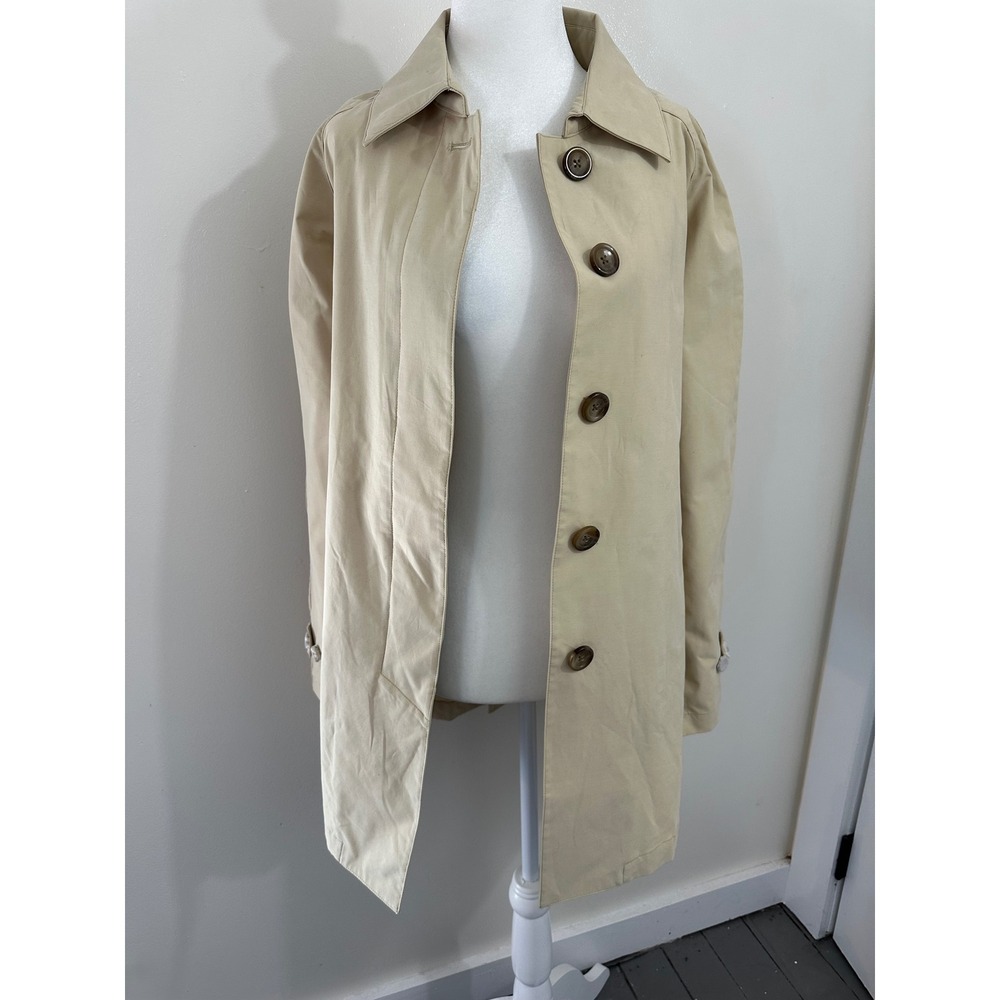 Lands End Womens Bonded Cotton Coat Pale Tan Beige Jacket Size M 10-12 NWT